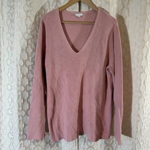 J. Jill V-neck pullover long sleeve tunic sweater Size XLT pink cotton-blend